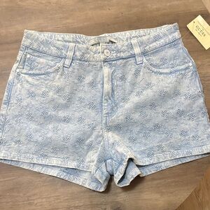 GUESS Light Blue Floral Eyelet Denim Shorts